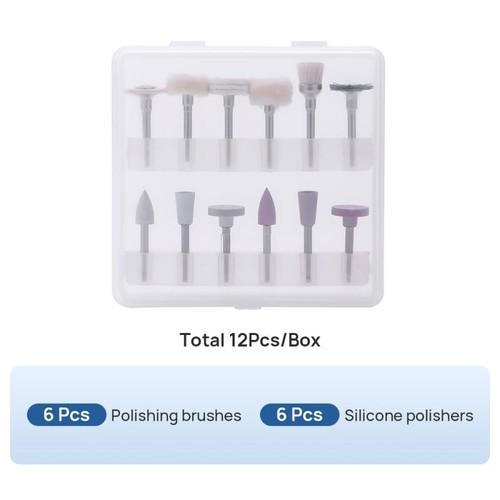 Dental Composite Polishing Kit — 6 Brushes + 6 Silicone Polishers